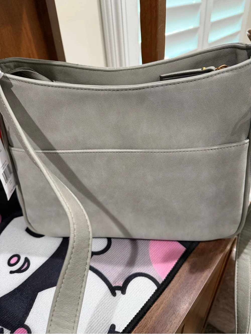 Rosetti Light Gray Crossbody Shoulder Bag with Gold Hardware